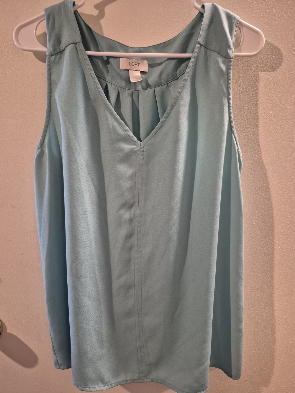 LOFT Sleeveless V-Neck Blouse in Aqua Blue